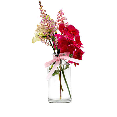 100 ml Mini Glasvase mit Schleife für Deko und Blumen