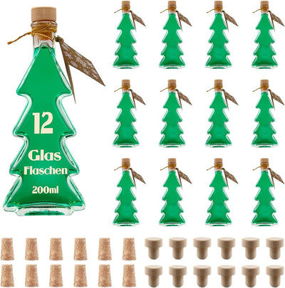 slkfactory 12 x 200 ml Glasflaschen Tannenbaum Flaschen Flasche Tanne – Glasfactory