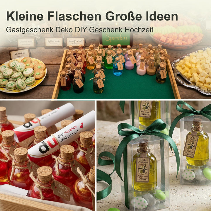 casavetro 25 Glasflaschen 100ml mit Korken – Kleine Flaschen zum Befül – Glasfactory