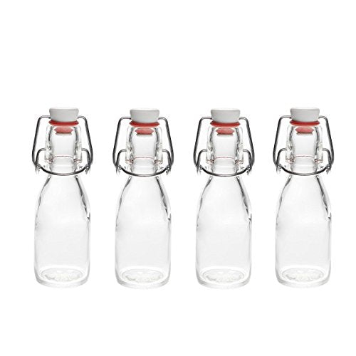 slkfactory 24 leere Glasflaschen a 100 ml mit kleine Bügelverschluss-Flasche mit Bügel Bügelflasche 0,1 liter l Drahtbügel-Flasche Schnapsflasche Likörflasche mit Verschluss (24 x 100ml)