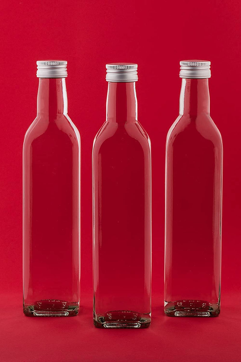 slkfactory 24er Set 250 ml Maraska Glasflaschen mit Schraubverschluss – Leere Flaschen zum Befüllen für Likör, Öl, Essig, Sirup & Saft – inkl. Etiketten & Stift
