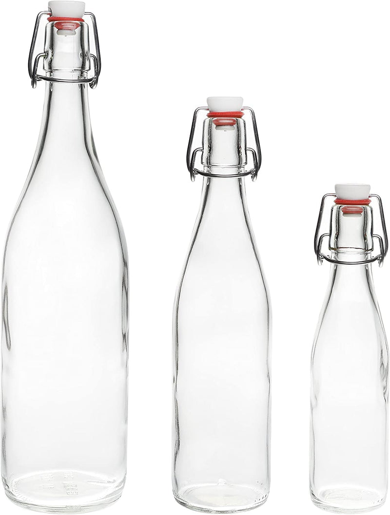 slkfactory 24 leere Glasflaschen a 100 ml mit kleine Bügelverschluss-Flasche mit Bügel Bügelflasche 0,1 liter l Drahtbügel-Flasche Schnapsflasche Likörflasche mit Verschluss (24 x 100ml)