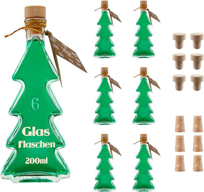 slkfactory 6 x 200 ml Glasflaschen Tannenbaum Flaschen Flasche Tanne W – Glasfactory