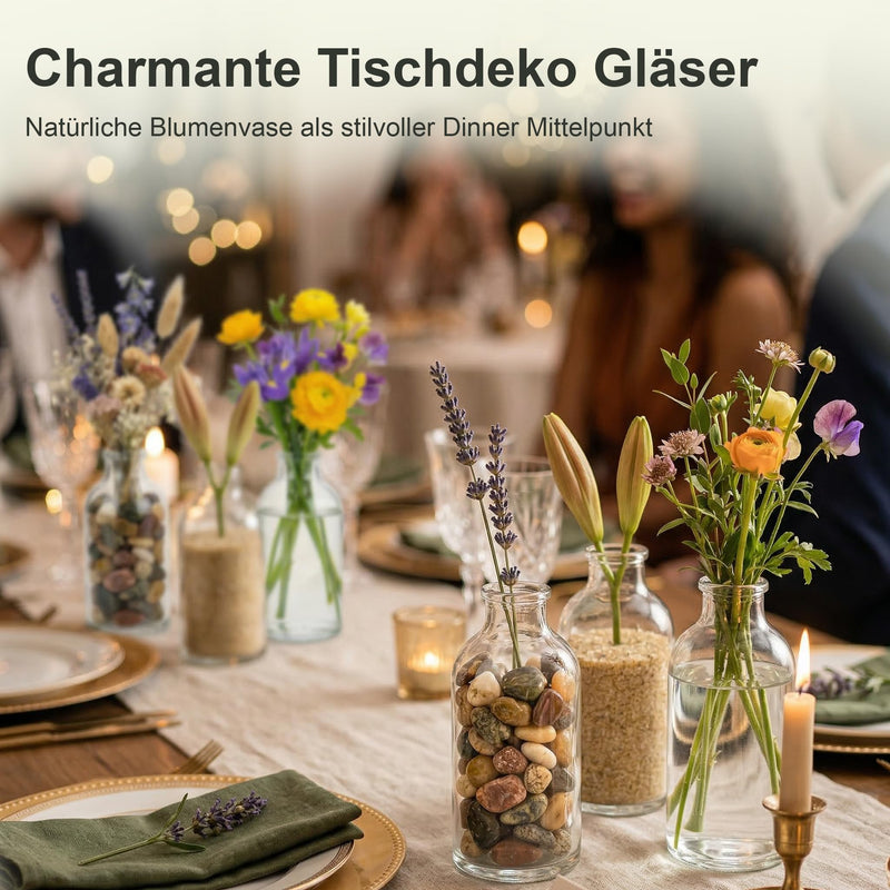 casavetro 24 x Mini Vase Glasfläschchen kleine Flasche Tischvasen Set – Glasfactory